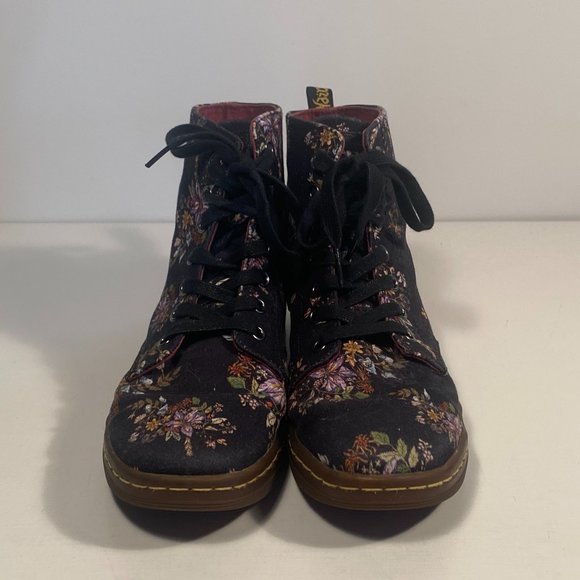 Dr Martens Hackney Floral Print Black Fabric Ankle Boots Women Size 7 - Picture 4 of 7